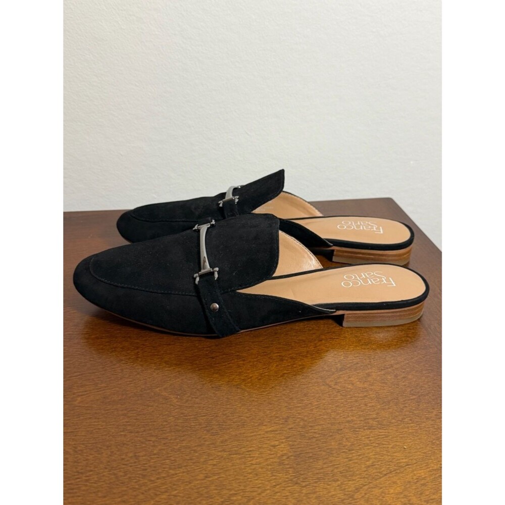 Franco Sarto Dolly Black Suede Mule Loafers Womens Size 9M Slip On Flats
